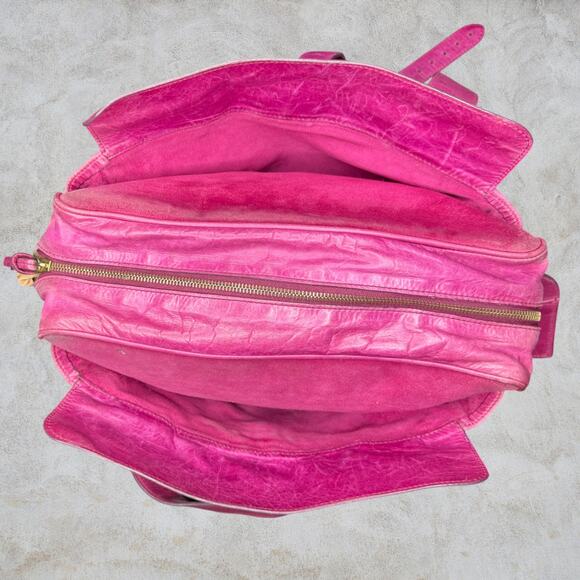 Mulberry Mabel Fuchsia Pink Antiqued Leather Satchel Shoulder Bag - Picture 3 of 4